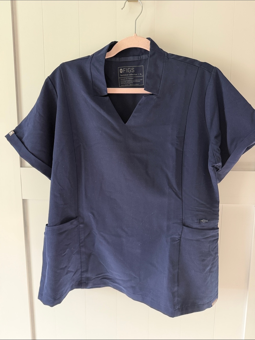 Figs Navy V-Neck Medical Scrub Top